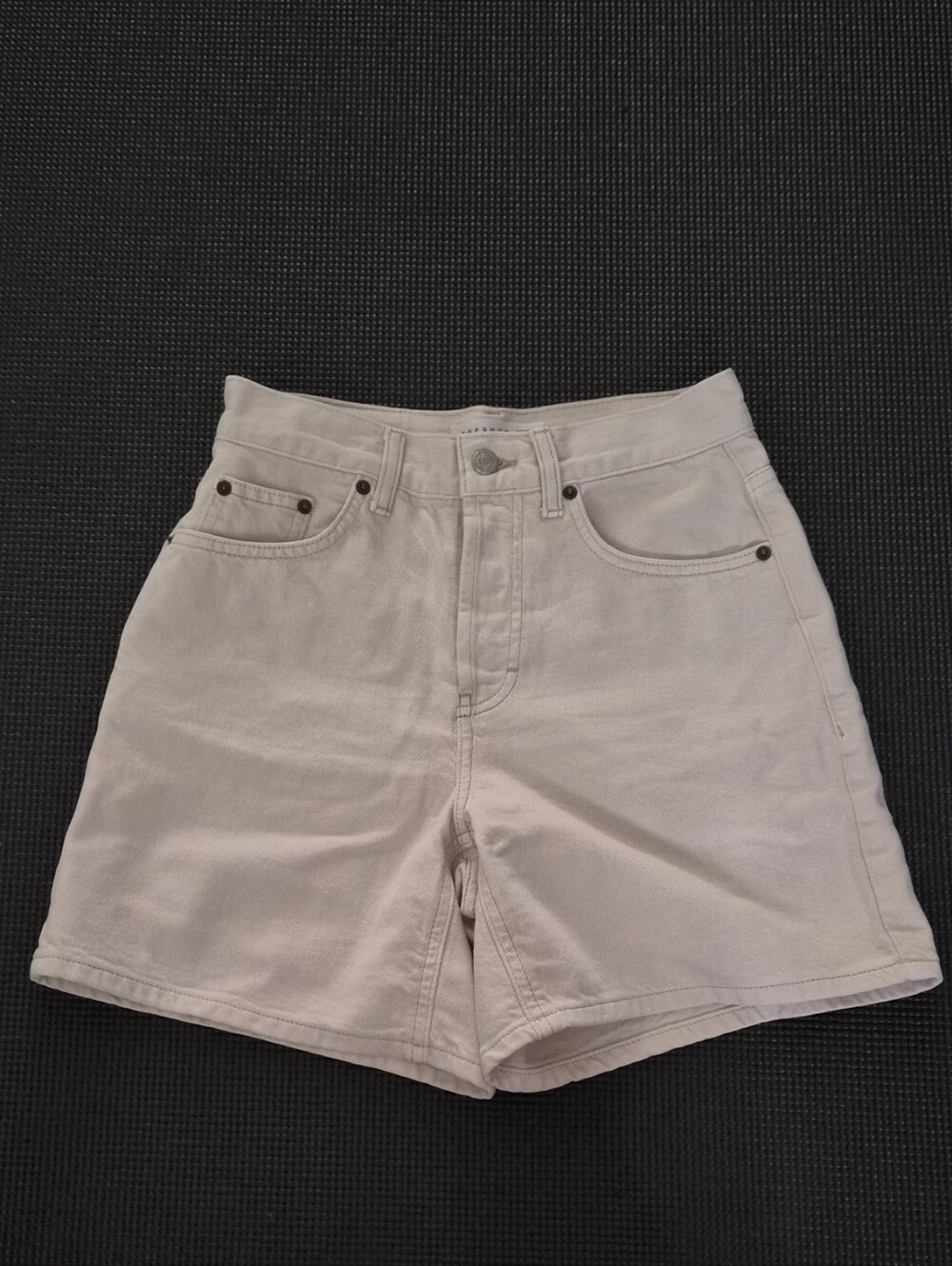 Topshop Light Beige High-Rise Denim Shorts